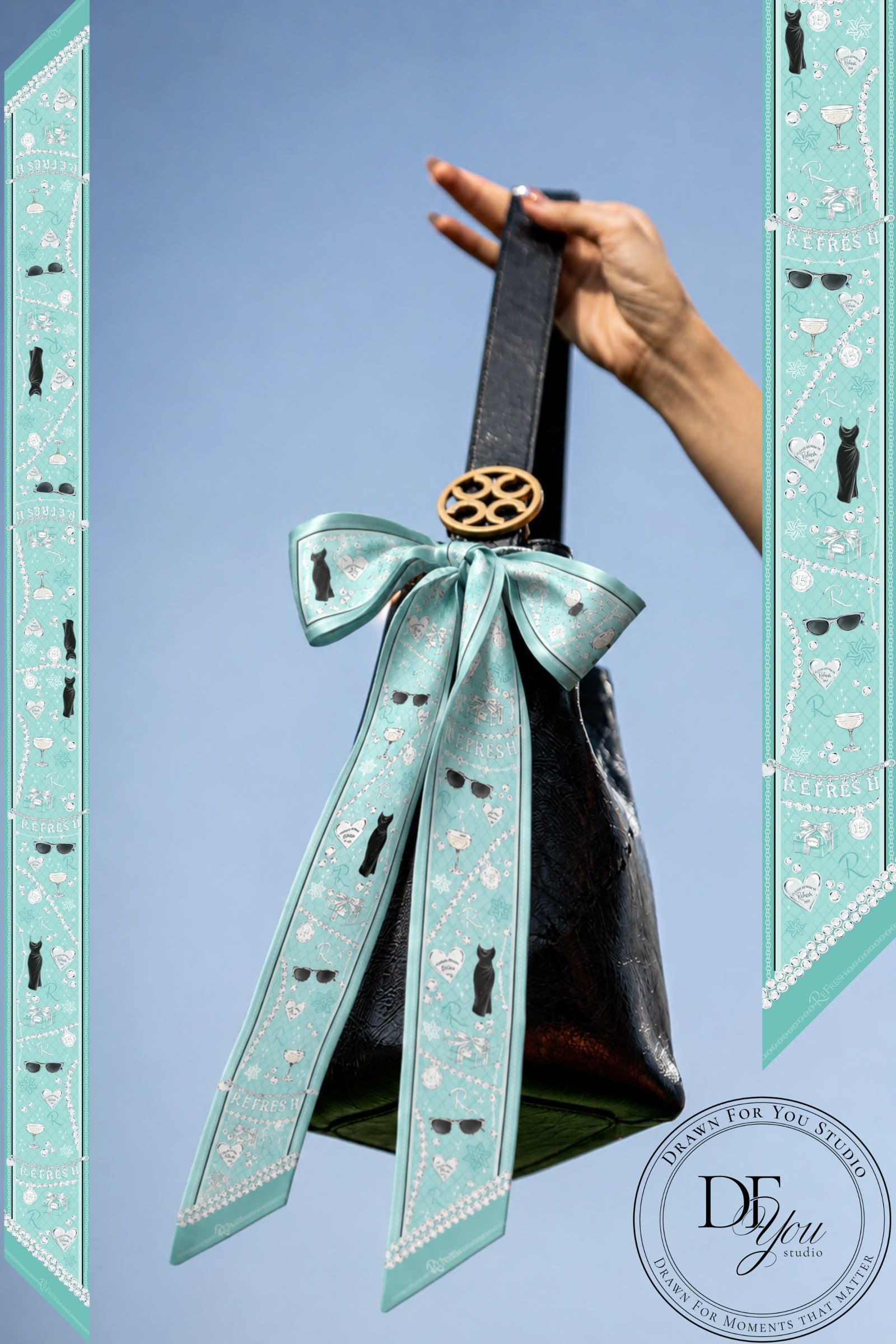 Pattern Inspired branded silk twilly