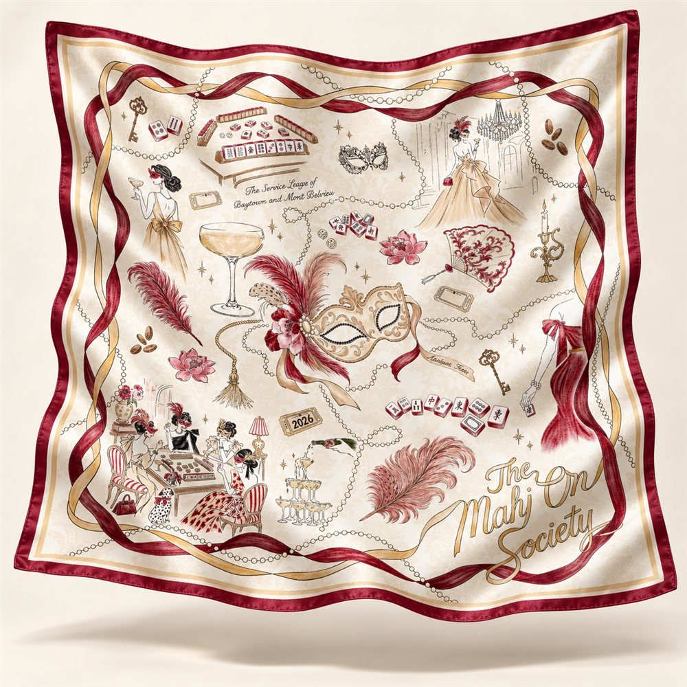 Mahj & Masquerade mahjong society Icon Scatter silk scarf