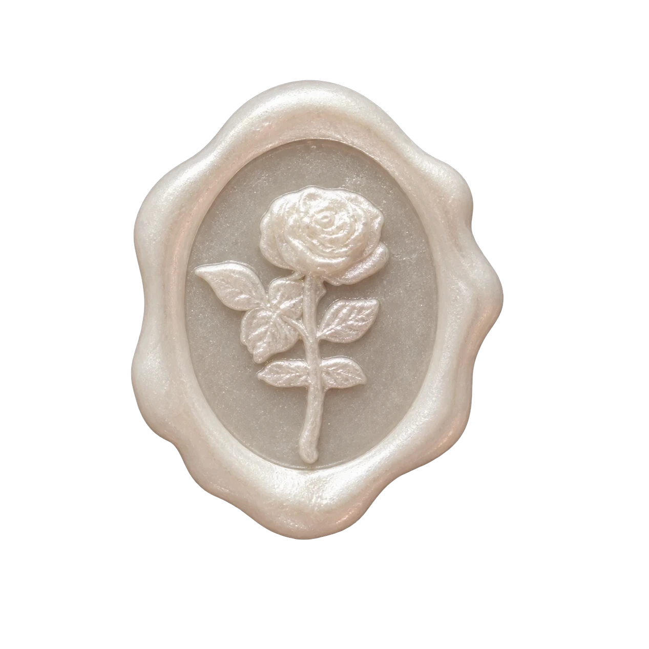 Ivory wax seal embossed with a rose